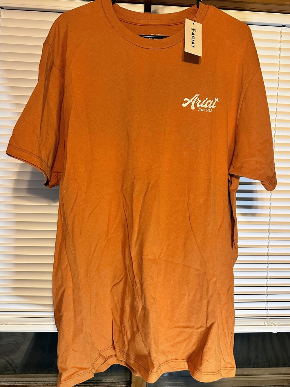 Ariat Men's Burnt Orange Short Sleeve Logo Tee size XL